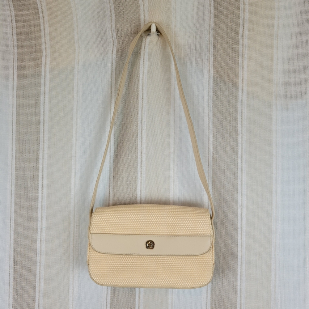 Etienne Aigner Woven Shoulder Bag Purse Ivory Cream Vintage
